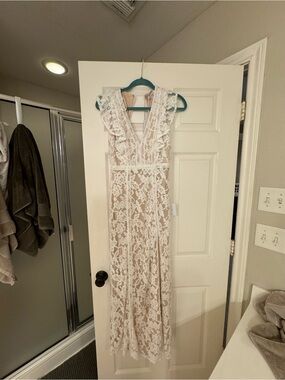 true love white beaded rhinestone maxi dress Lulus | Dresses | Nwot Lulus Luxe Wedding gown